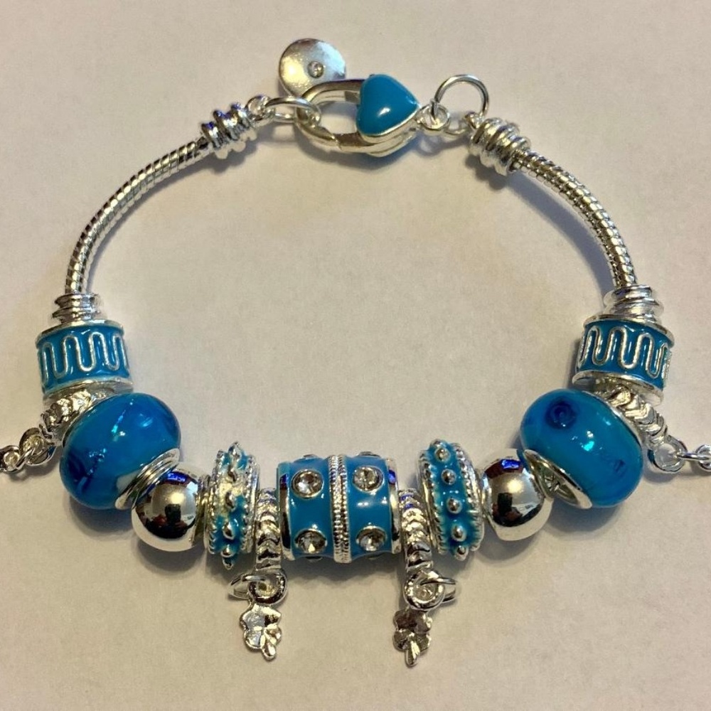 Crystal Charm Silver Color Bracelets & Bangles